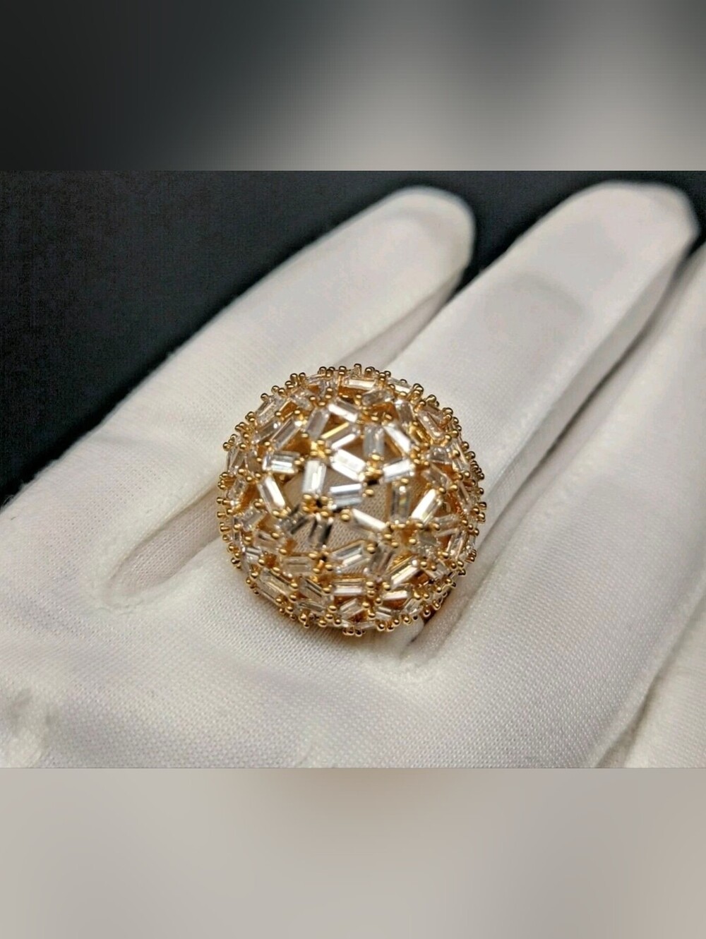 Sparkly Vintage Style Sphere Dome Ring 8